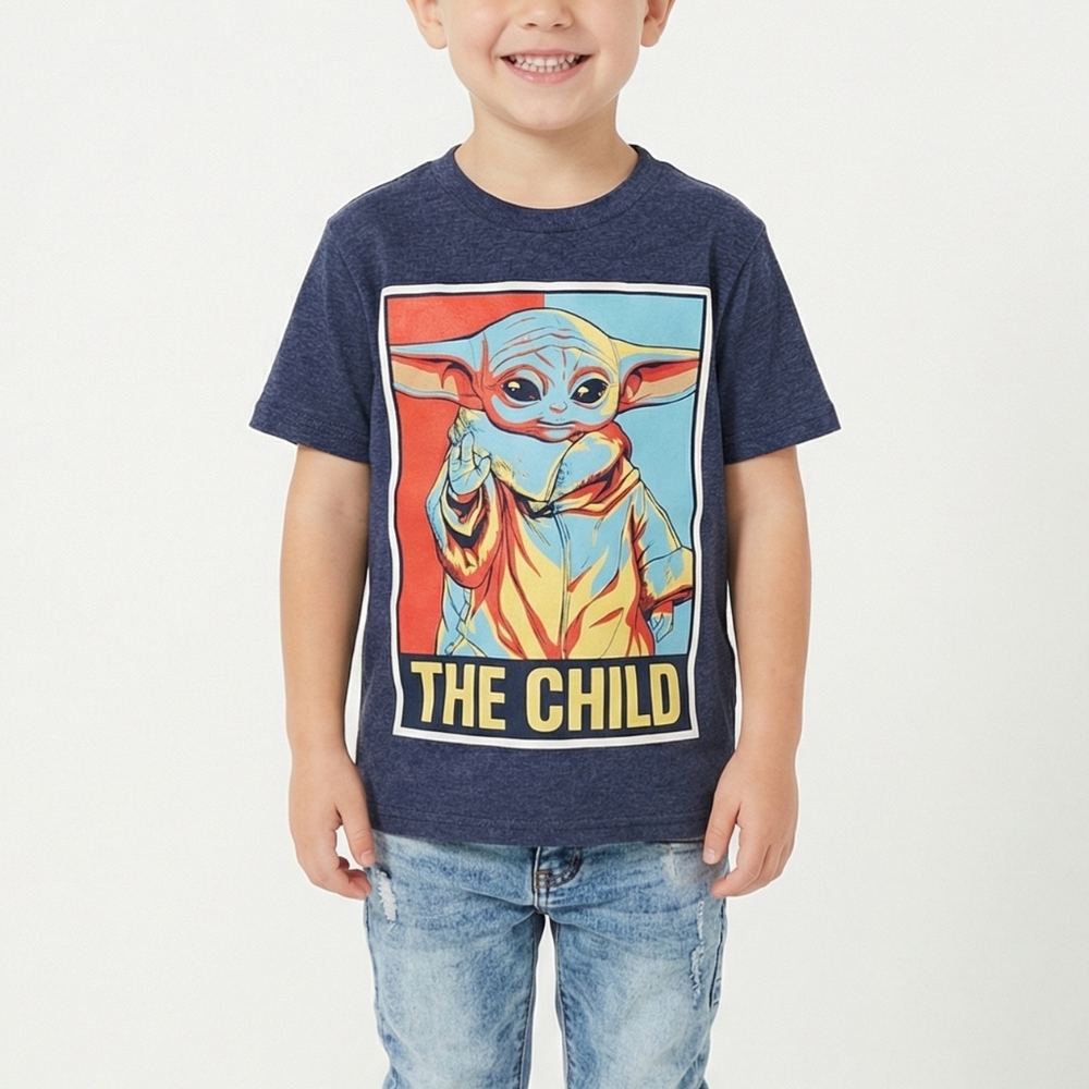 Star Wars The Child Baby Yoda Boys Graphic T-Shirt XS 4/5 Navy Blue
